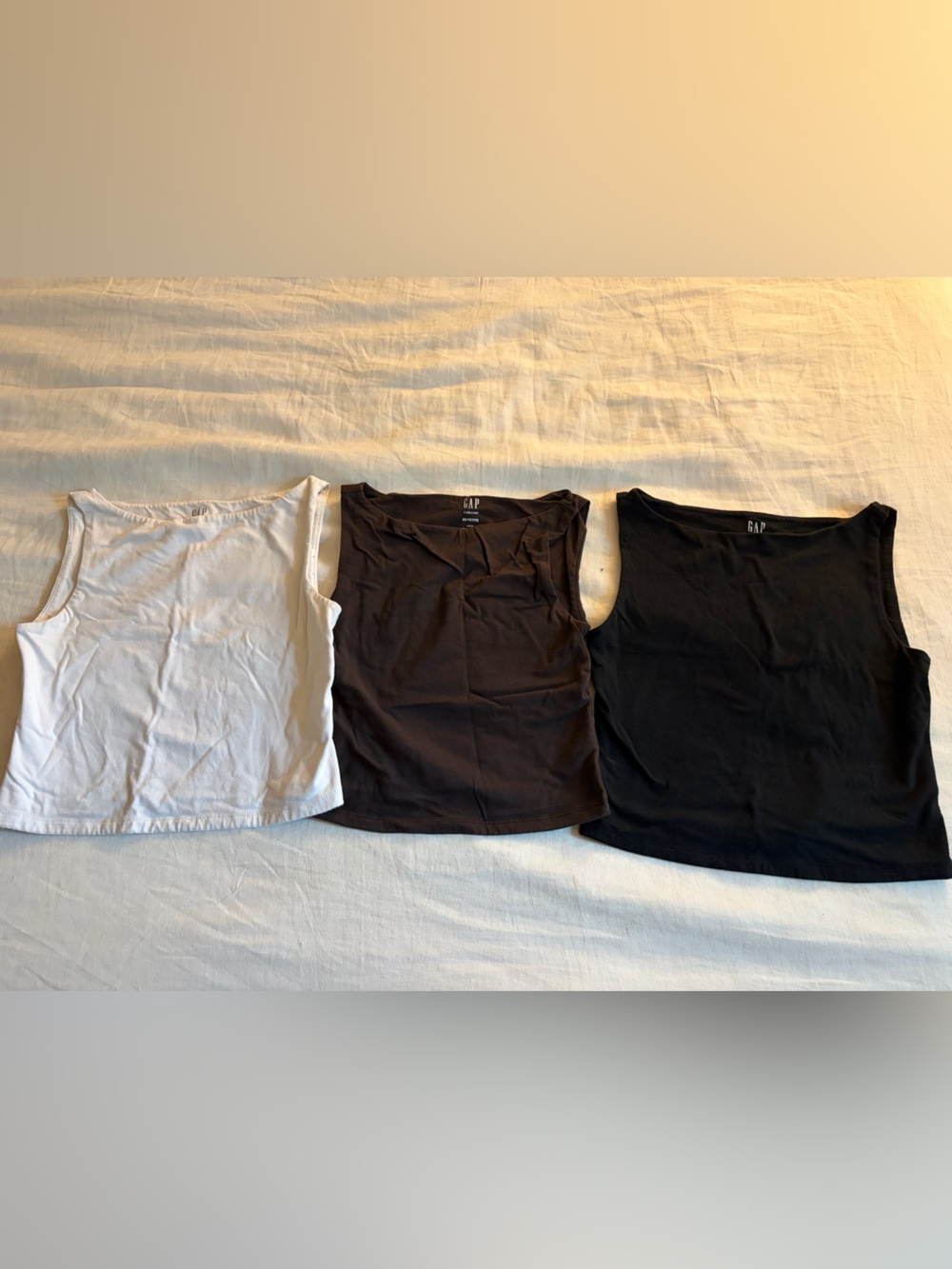 GAP Boatneck Tank Tops - Black, Brown, White (Set of 3)
